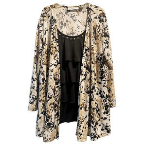 🛍️ Sag Harbor Black Brown Tank & Cardigan Combo Top Womens Size XL